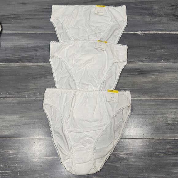 Charter Club Hi Cut Bikini Underwear Panties 3 Pair Size Medium White - Picture 1 of 7